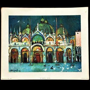 Jaume Muxart Rare Penn Print 1960s Italian Rooftops VENICE Vintage Collectible